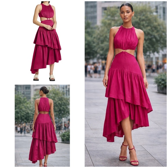 NWT Aje Caliente Fuchsia Linen-Blend Cut Out Asymmetrical Cocktail Bridal  Dress - joarbit.com